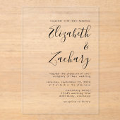 モダンミニマル黒結婚文字 アクリル招待状 (正面)