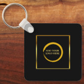 モダンミニマル黒金ゴールドシンプルロゴの追加 キーホルダー (正面)