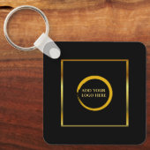 モダンミニマル黒金ゴールドシンプルロゴの追加 キーホルダー (正面)