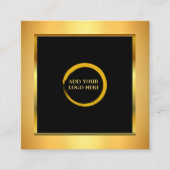 モダンミニマル黒金ゴールドシンプルロゴの追加 スクエア名刺 (正面)