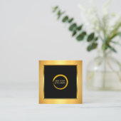 モダンミニマル黒金ゴールドシンプルロゴの追加 スクエア名刺 (スタンド正面)