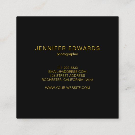 モダンミニマル黒金ゴールドシンプルロゴの追加 スクエア名刺 (裏面)