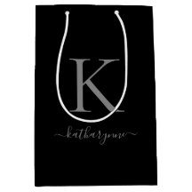 モダンミニマル黒銀モノグラム名