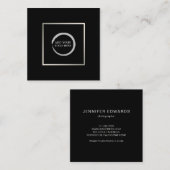 モダンミニマル黒銀ロシンプルゴ広場 スクエア名刺 (正面/裏面)
