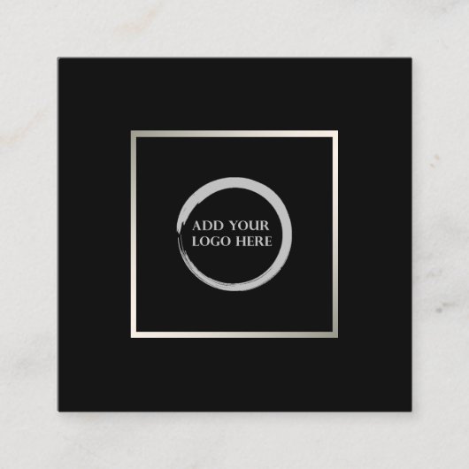 モダンミニマル黒銀ロシンプルゴ広場 スクエア名刺 (正面)