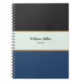 モダンミニマル黒青ストライプ色 ノートブック (正面)