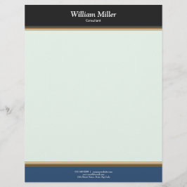 モダンミニマル黒青ストライプ色 レターヘッド