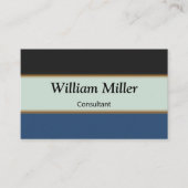 モダンミニマル黒青ストライプ色 名刺 (正面)