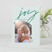 モダンミニマル1枚のフォトスクリプトjoy green holiday シーズンカード (スタンド正面)