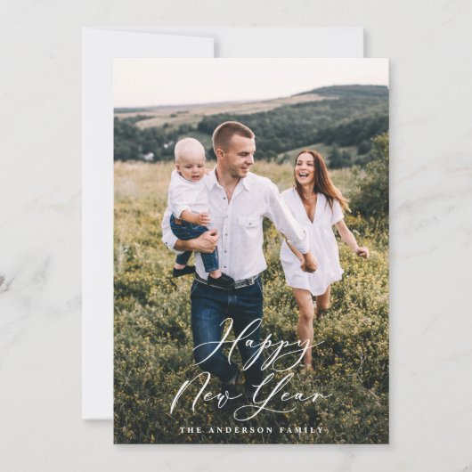 モダンミニマル1枚の写真エレガントスクリプト シーズンカード (正面)