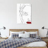 モダンミニマル1線スケッチ顔 キャンバスプリント (インサイチュ (寝室))