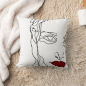 モダンミニマル1線スケッチ顔 クッション (ブランケット)