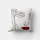 モダンミニマル1線スケッチ顔 クッション (裏面)