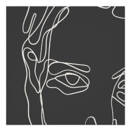 モダンミニマル1線スケッチ顔 ポスター