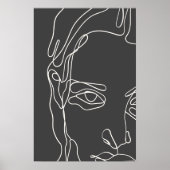 モダンミニマル1線スケッチ顔 ポスター (正面)