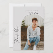 モダンミニマル2枚フォトグレー卒業 サンキューカード (正面)