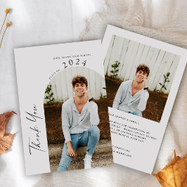 モダンミニマル2枚フォトグレー卒業 サンキューカード