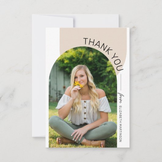 モダンミニマル3月2日写真卒業 サンキューカード (正面)