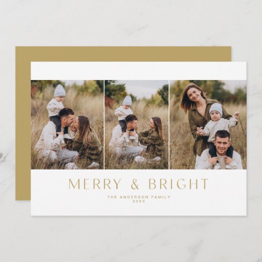 モダンミニマル3枚写真カード 招待状 (正面/裏面)