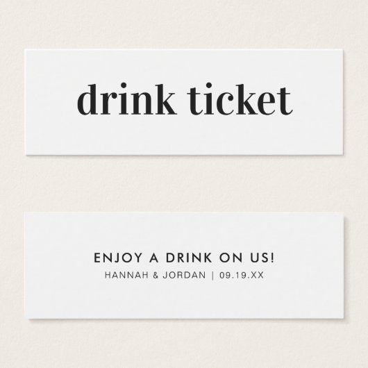 モダンミニマル |の結婚バードリンクチケット (正面&裏面)