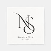 モダンミニマル |の結婚モノグラム スタンダードカクテルナプキン (正面)