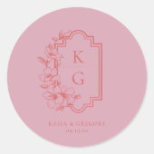 モダンミニマル |の結婚モノグラム ラウンドシール (正面)