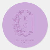 モダンミニマル |の結婚モノグラム ラウンドシール (正面)