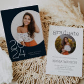 モダンミニマル サークルフォト 卒業パーティー 招待状