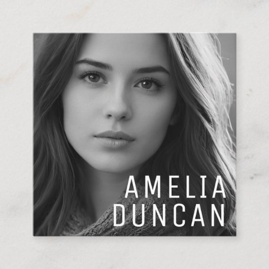 モダンミニマル シンプル プロフェッショナル フォト スクエア スクエア名刺 (正面)