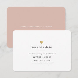 モダンミニマル タイプライター ゴールドハート ウェディング セーブザデート