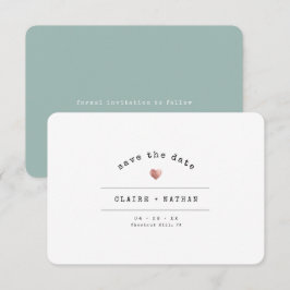 モダンミニマル タイプライター ローズゴールド ウェディング グリーン セーブザデート