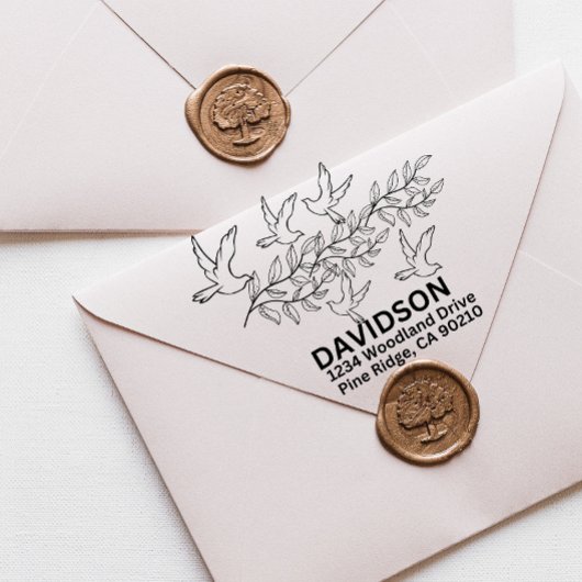 モダンミニマル タイポグラフィ ネーム 返送先 住所 鳥 セルフインキングスタンプ