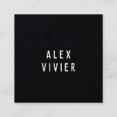 モダンミニマル タイポグラフィ ブラックペーパー スクエア名刺 (正面)