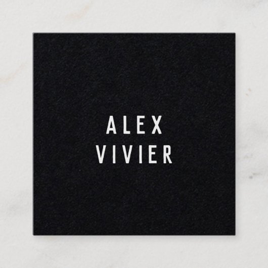 モダンミニマル タイポグラフィ ブラックペーパー スクエア名刺 (正面)