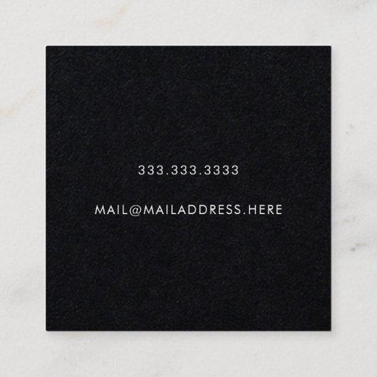 モダンミニマル タイポグラフィ ブラックペーパー スクエア名刺 (裏面)