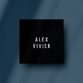 モダンミニマル タイポグラフィ ブラックペーパー スクエア名刺