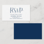 モダンミニマル、ネイビーブルー、RSVP 返信 エンクロージャーカード (正面/裏面)