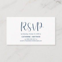 モダンミニマル、ネイビーブルー、RSVP 返信