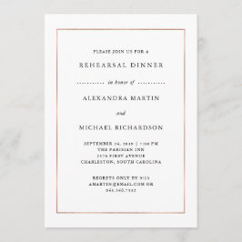 モダンミニマル |バラ金ゴールド縁どリハーサルディナー 招待状