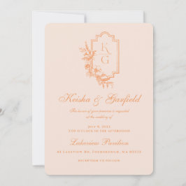 モダンミニマル |ピーチ&赤面結婚ズ 招待状