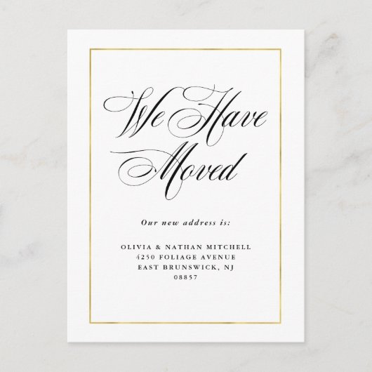 モダンミニマル | フェイク金ゴールドの動きのお知らせ 案内ポストカード (正面)