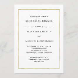 モダンミニマル |フェイク金ゴールド縁どリハーサルディナー 招待状