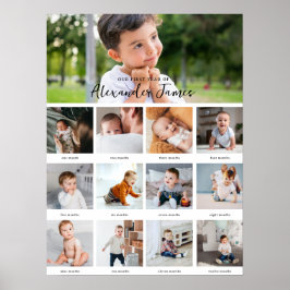 モダンミニマル |フォトコラージュ12か月 ポスター