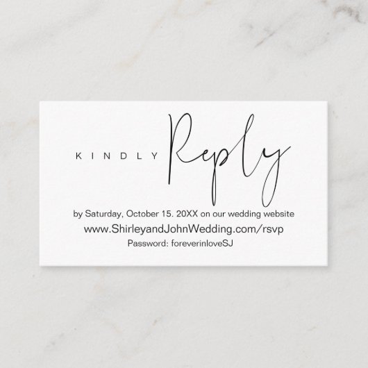 モダンミニマル ブラックスクリプト オンライン返信 エンクロージャーカード (正面)