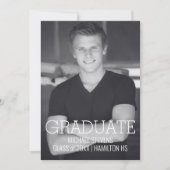 モダンミニマル ブラック＆ホワイト 卒業式 案内状 (正面)