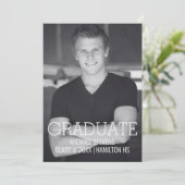 モダンミニマル ブラック＆ホワイト 卒業式 案内状 (スタンド正面)