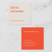 モダンミニマル　プレーンシンプルエレガント　ベージュオレンジ スクエア名刺 (正面/裏面)