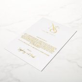 モダンミニマル |モノグラム結婚のテーブルありがとう 箔招待状 (回転した状態)