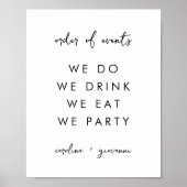 モダンミニマル |モノグラム結婚の歓迎 ポスター (正面)