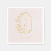 モダンミニマル |モノグラム結婚ズ スタンダードカクテルナプキン (正面)